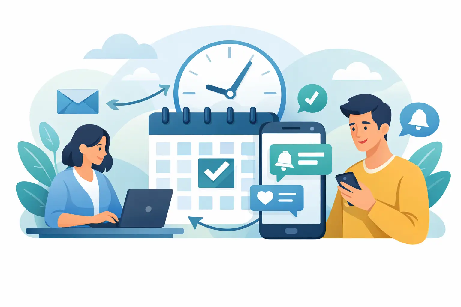 Profissional configurando lembretes automáticos de consulta no sistema de agendamento digital