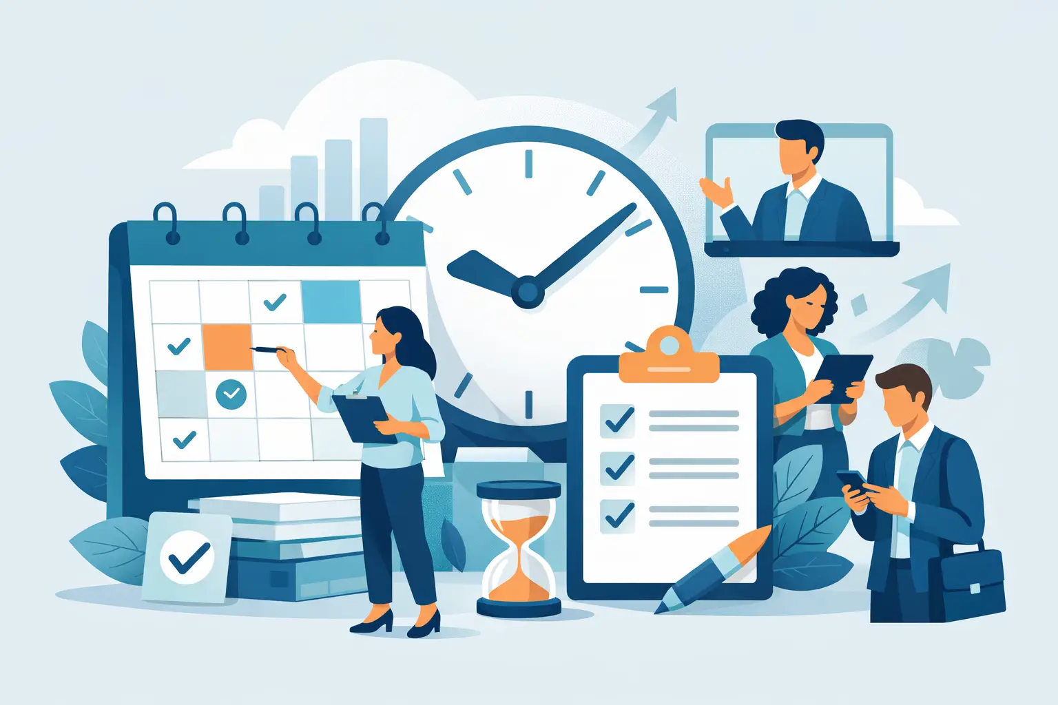 Gestor de barbearia analisando agenda e desempenho da equipe em painel digital